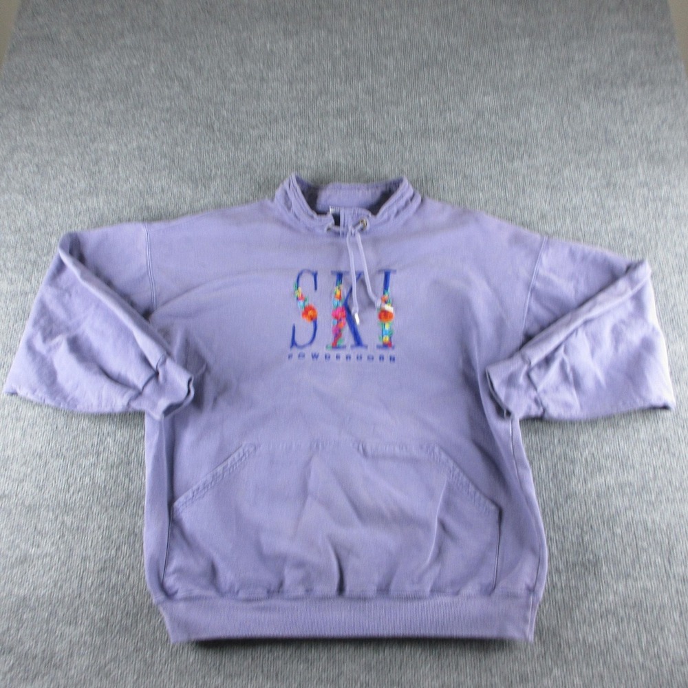 Vintage Kellsport Sweatshirt Womens M Purple Ski Powderhorn Fleece Mock Neck 90s